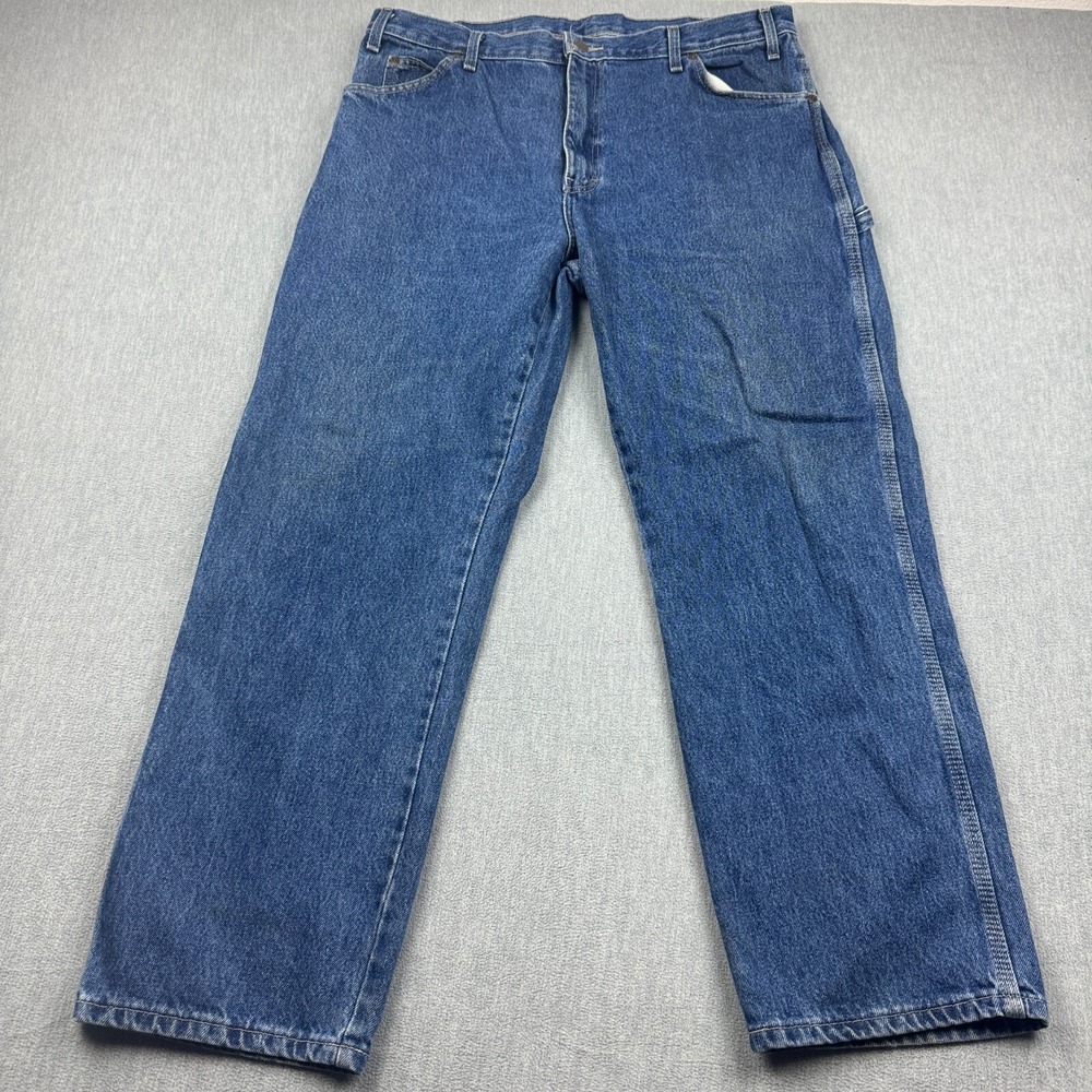 Dickies Pants Men 38X30 Blue Denim Carpenter Heavy Cotton Hammer Loop‎ Work Wear